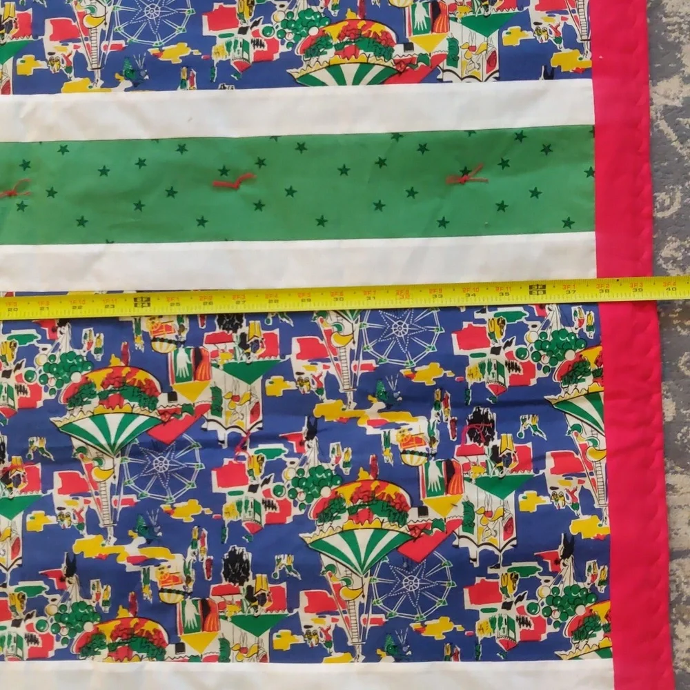 VintageInspired Retro Handmade Multi Colorful Carnival Print Quilt Throw Blanket